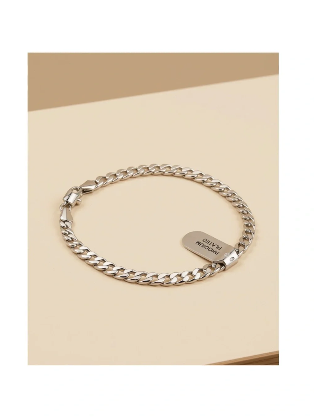 14k - RHODIUM PLATED / 7” Silver Women’s Curb Chain Bracelet